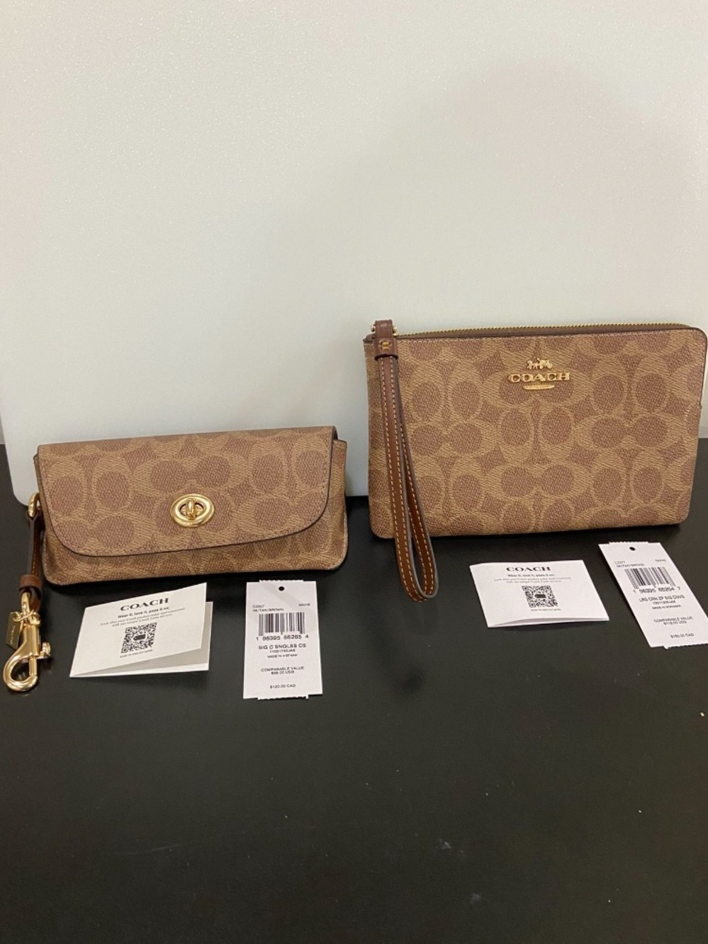 Coach Signature Canvas Wristlet and Clutch in Brown